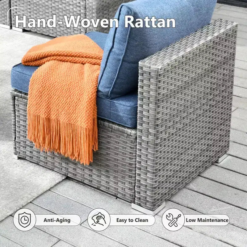 HOMLUX Salon de conversation 7 pièces pour patio, ensemble de canapés modulaires d'extérieur pour terrasse, jardin, balcon, bord de piscine