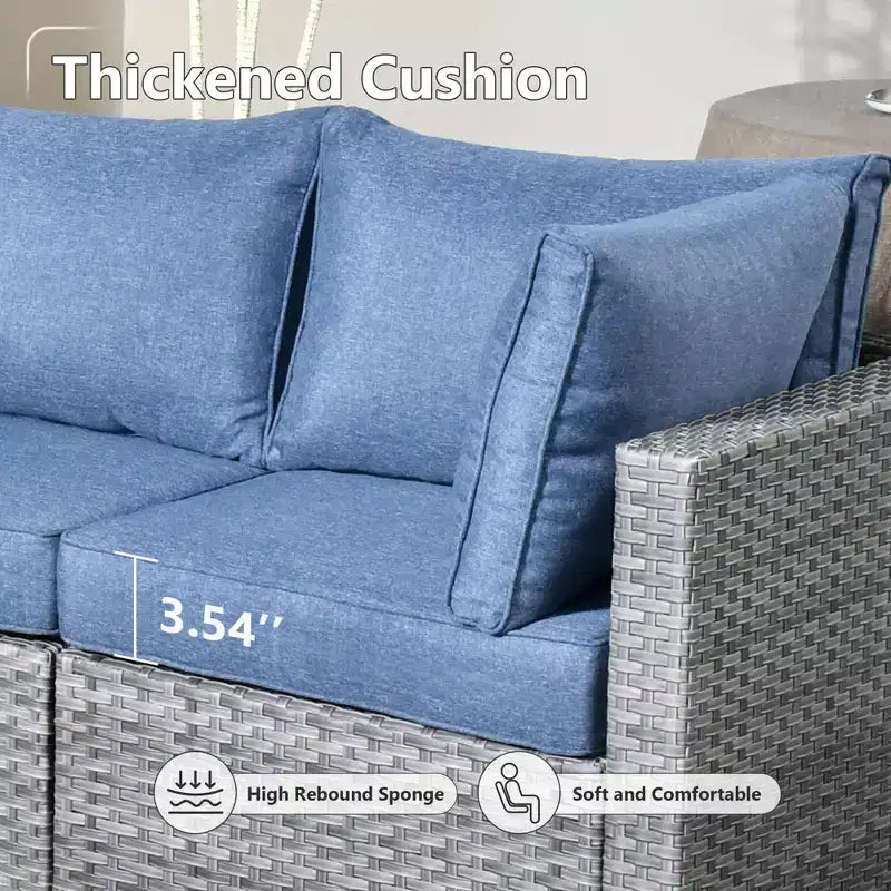 HOMLUX Salon de conversation 7 pièces pour patio, ensemble de canapés modulaires d'extérieur pour terrasse, jardin, balcon, bord de piscine