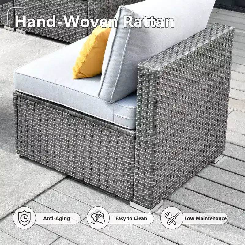 HOMLUX Salon de conversation 7 pièces pour patio, ensemble de canapés modulaires d'extérieur pour terrasse, jardin, balcon, bord de piscine