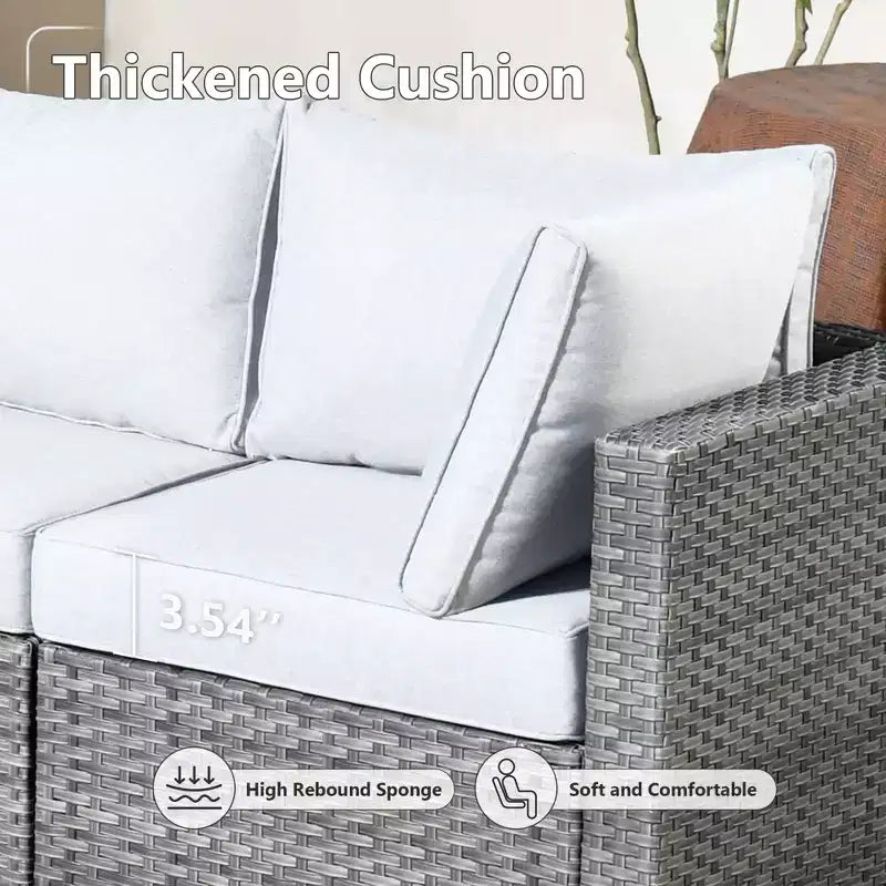 HOMLUX Salon de conversation 7 pièces pour patio, ensemble de canapés modulaires d'extérieur pour terrasse, jardin, balcon, bord de piscine