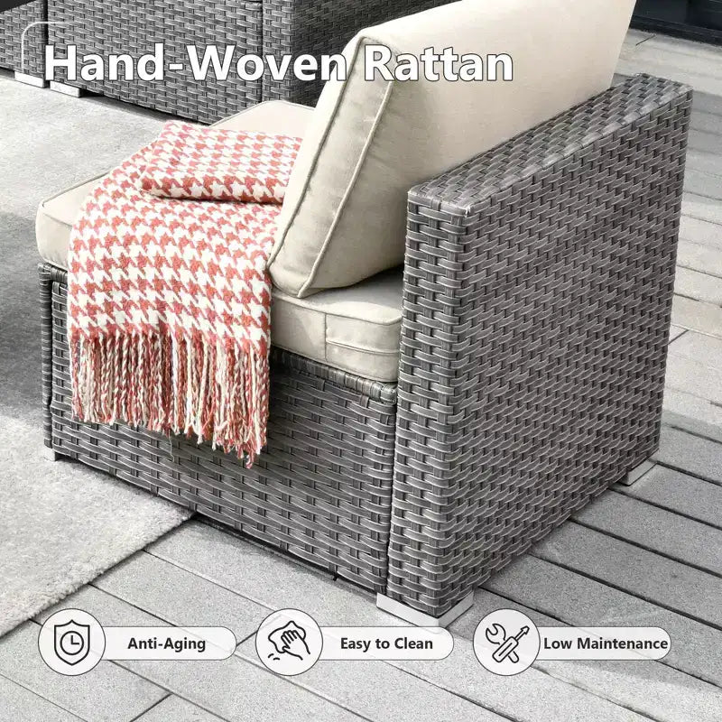 HOMLUX Salon de conversation 7 pièces pour patio, ensemble de canapés modulaires d'extérieur pour terrasse, jardin, balcon, bord de piscine