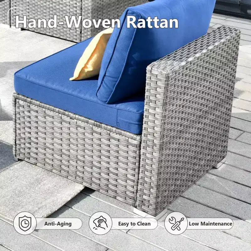 HOMLUX Salon de conversation 7 pièces pour patio, ensemble de canapés modulaires d'extérieur pour terrasse, jardin, balcon, bord de piscine