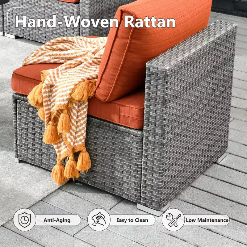 HOMLUX Salon de conversation 7 pièces pour patio, ensemble de canapés modulaires d'extérieur pour terrasse, jardin, balcon, bord de piscine