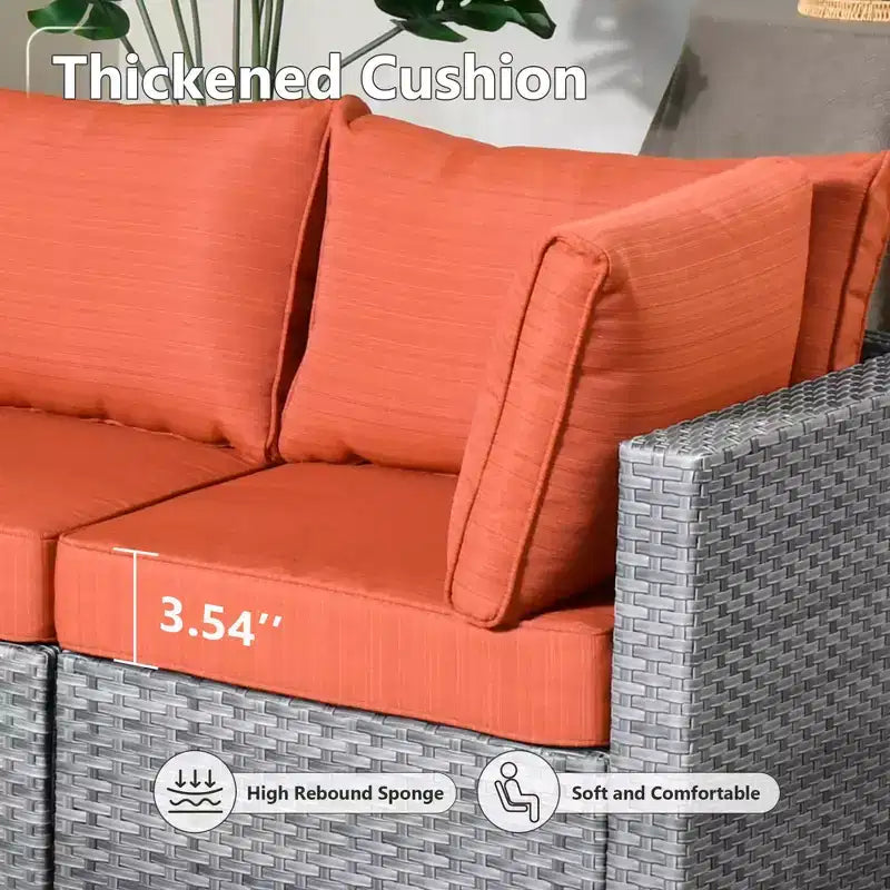 HOMLUX Salon de conversation 7 pièces pour patio, ensemble de canapés modulaires d'extérieur pour terrasse, jardin, balcon, bord de piscine