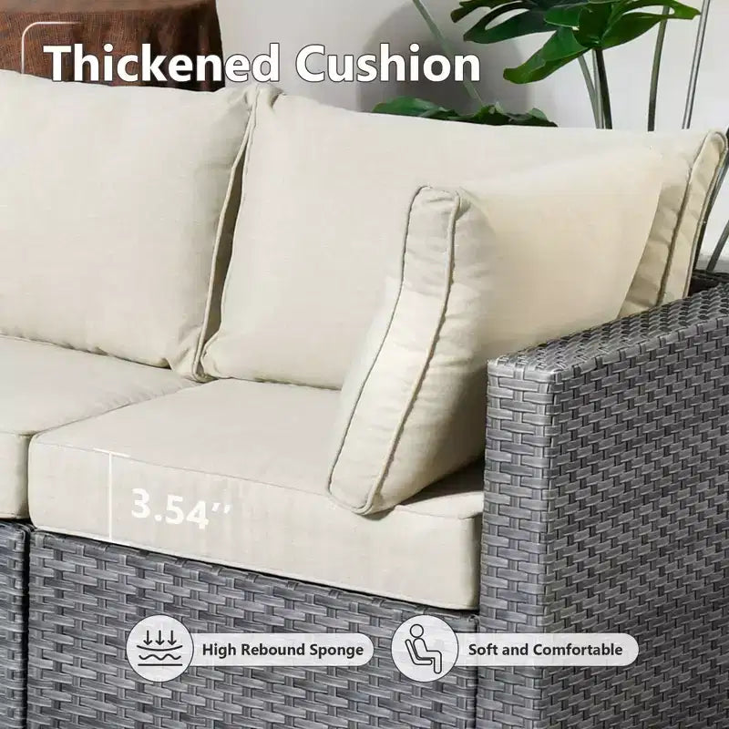HOMLUX Salon de conversation 7 pièces pour patio, ensemble de canapés modulaires d'extérieur pour terrasse, jardin, balcon, bord de piscine