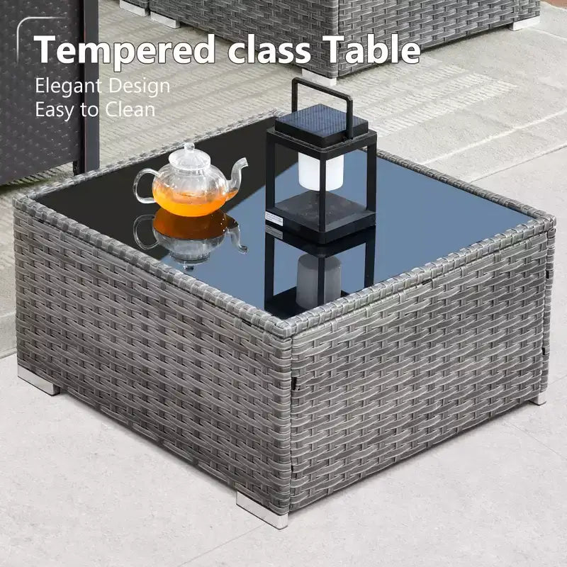 HOMLUX Salon de conversation 7 pièces pour patio, ensemble de canapés modulaires d'extérieur pour terrasse, jardin, balcon, bord de piscine