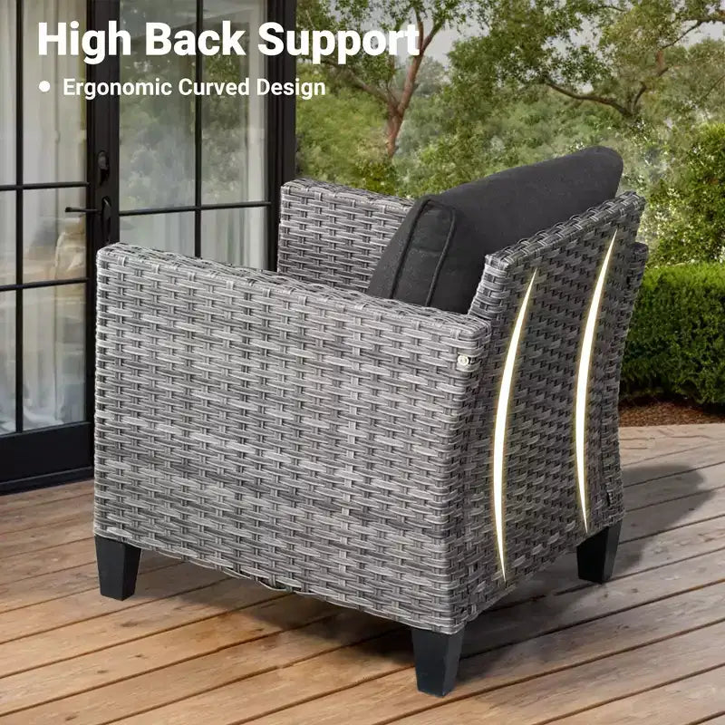 HOMLUX Salons de conversation modernes pour patio, ensembles de meubles de jardin en osier pour cour et bistrot