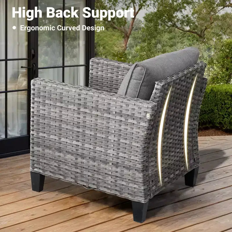 HOMLUX Salons de conversation modernes pour patio, ensembles de meubles de jardin en osier pour cour et bistrot