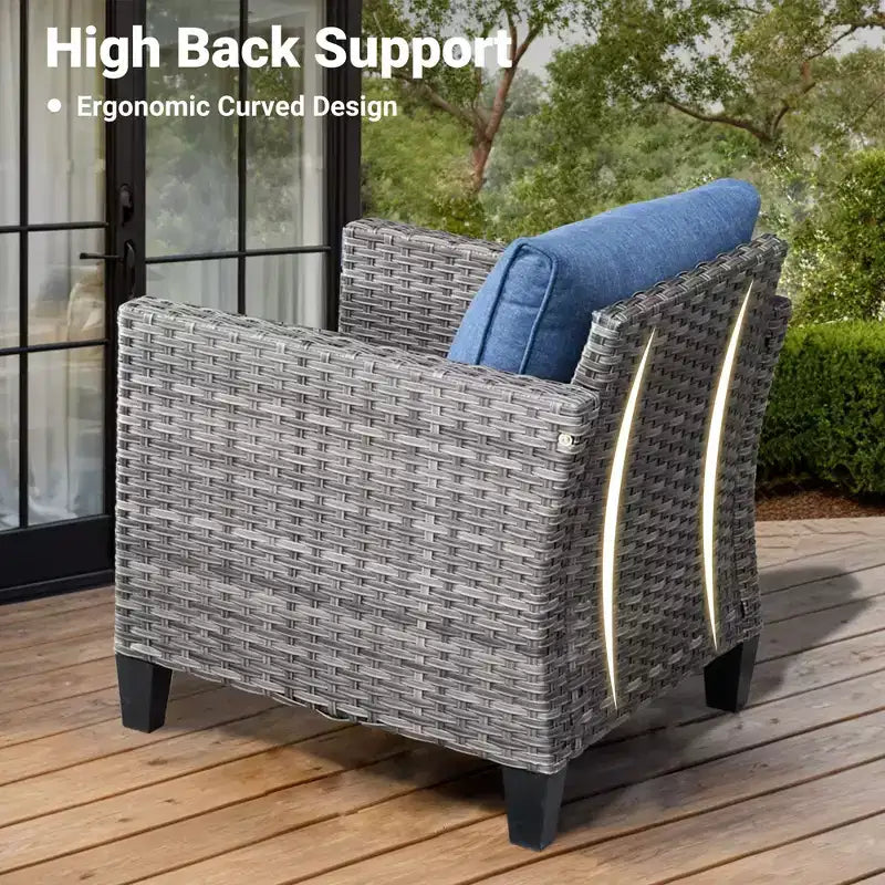 HOMLUX Salons de conversation modernes pour patio, ensembles de meubles de jardin en osier pour cour et bistrot