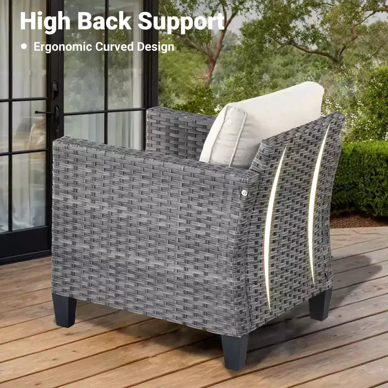 HOMLUX Salons de conversation modernes pour patio, ensembles de meubles de jardin en osier pour cour et bistrot