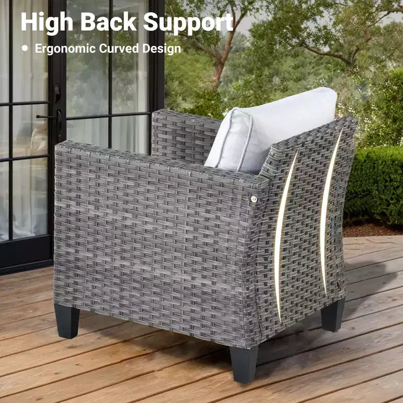 HOMLUX Salons de conversation modernes pour patio, ensembles de meubles de jardin en osier pour cour et bistrot