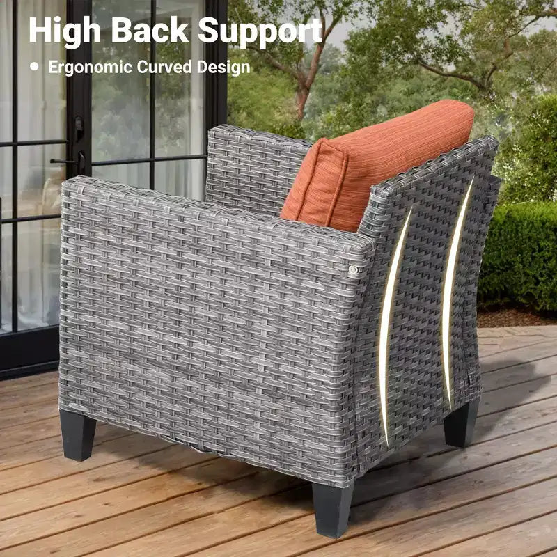 HOMLUX Salons de conversation modernes pour patio, ensembles de meubles de jardin en osier pour cour et bistrot