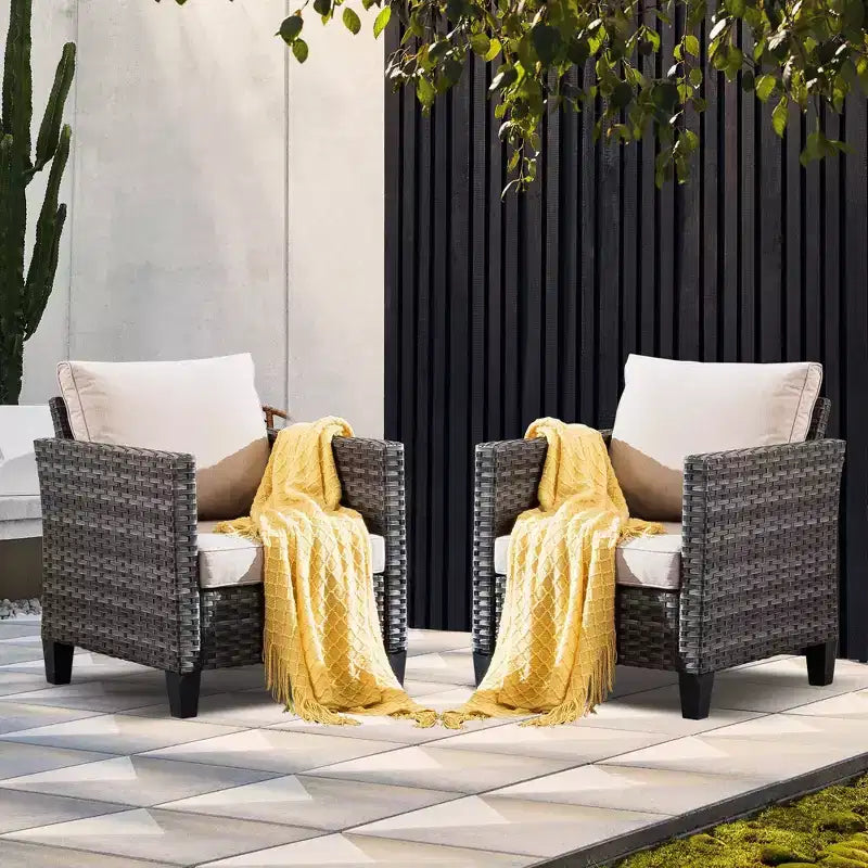 HOMLUX Modern Patio Conversation Sets Outdoor Wicker Furniture Sets for Yard & Bistro