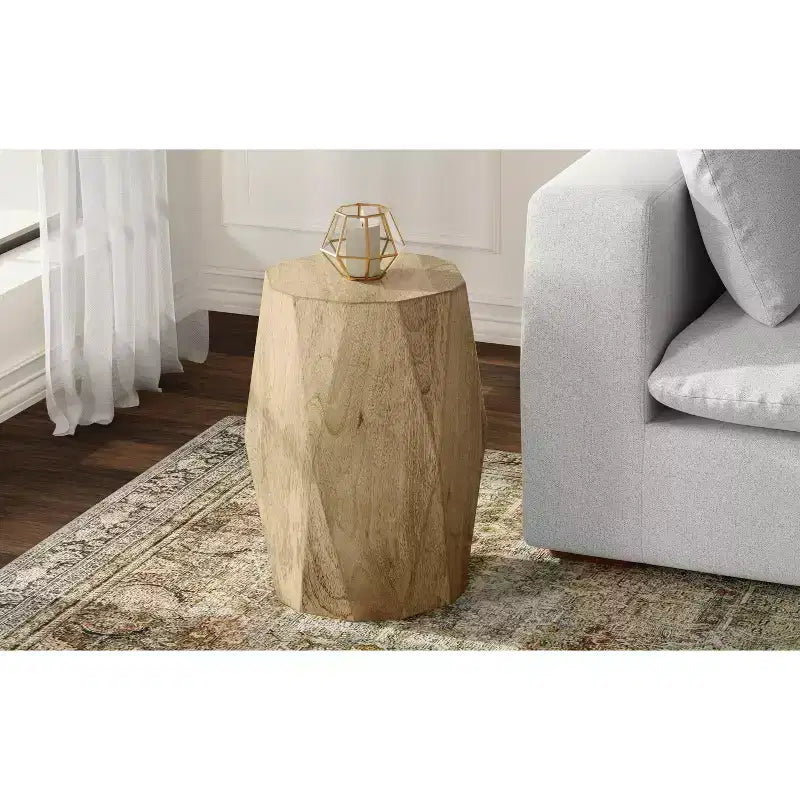 15" Wide Solid Mango Wood Contemporary End Table, Fully Assembled