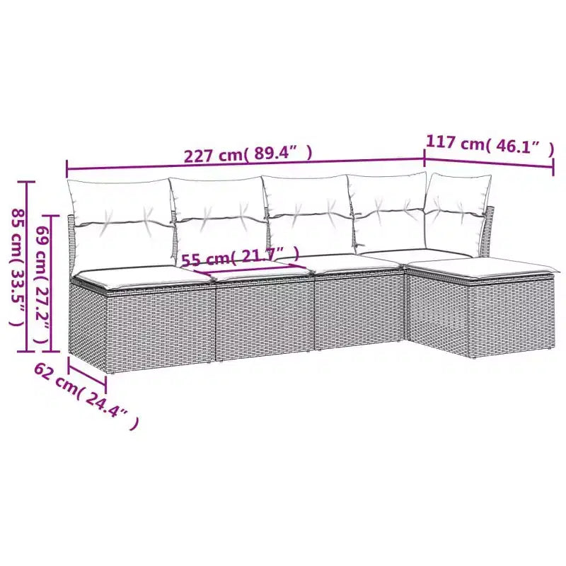 vidaXL Salon de jardin modulable avec coussins et design ajustable