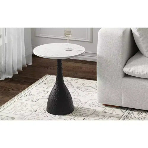 16" Wide Round Contemporary Modern Side Table, Black