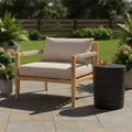 Christopher Knight Home Aditi Modern Patio Seating Set with Lightweight Concrete Side Table and Acacia Wood Chair
