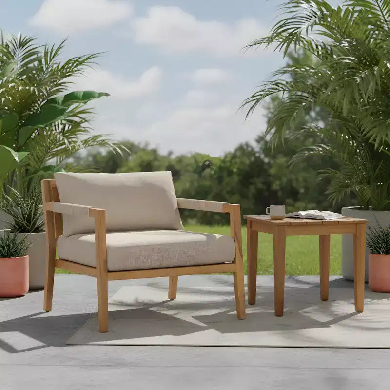 Christopher Knight Home Aman Modern Patio Acacia Wood Seating Set with Slatted Side Table