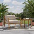 Christopher Knight Home Aman Modern Patio Acacia Wood Seating Set with Slatted Side Table