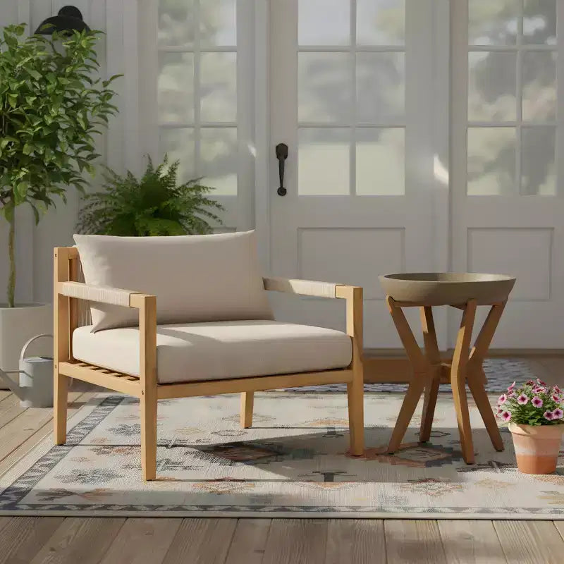 Christopher Knight Home Ankit Ensemble de salon moderne en bois d'acacia pour patio avec table ronde en béton léger