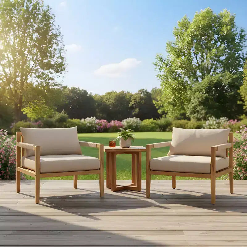 Christopher Knight Home Ashok Modern Patio Acacia Wood Seating Set with Slatted Side Table