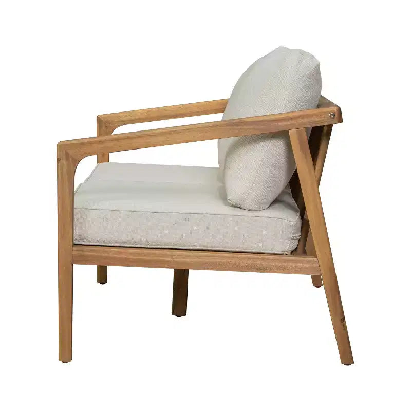 Ensemble de canapé d'extérieur en bois d'acacia Salon de jardin avec table basse et coussins, Teck+Beige - ModernLuxe