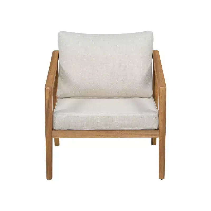 Ensemble de canapé d'extérieur en bois d'acacia Salon de jardin avec table basse et coussins, Teck+Beige - ModernLuxe