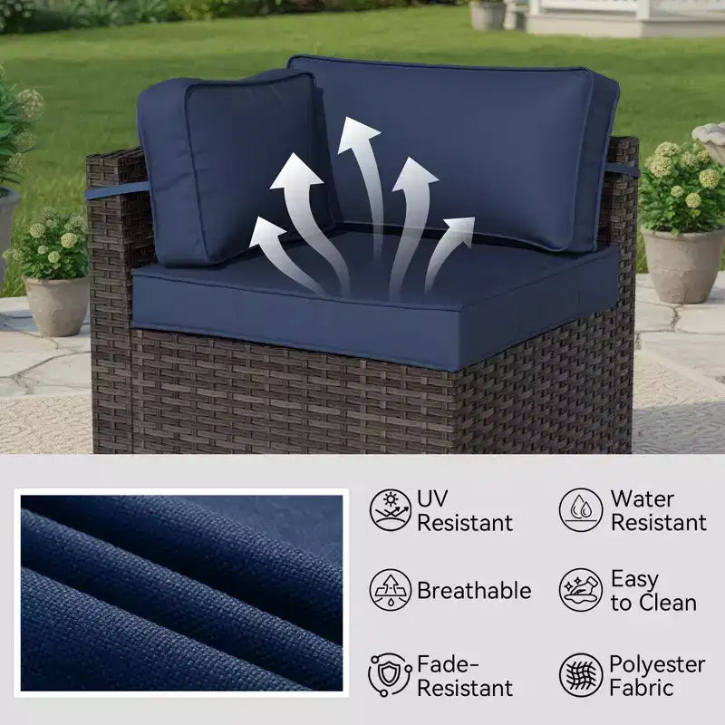 Ensemble de canapés d'extérieur haut de gamme UPTIOT avec méridiennes d'angle, fauteuils d'appoint et table brasero grise convertible pour un confort ultime sur votre terrasse