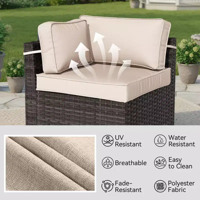 Ensemble de canapés d'extérieur haut de gamme UPTIOT avec méridiennes d'angle, fauteuils d'appoint et table brasero grise convertible pour un confort ultime sur votre terrasse