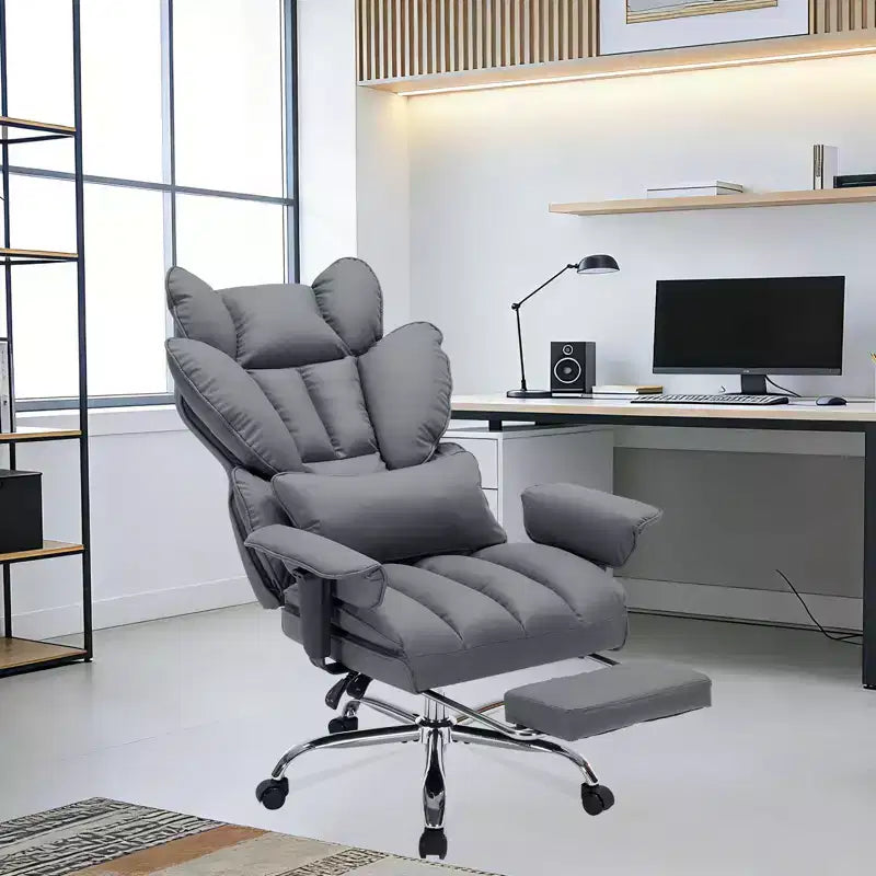 Big and Tall Office Chair with Foot Rest, High Back Gaming Chair, Leather Executive Office Chair, Ergonomic Computer Desk Chair with Lumbar Support