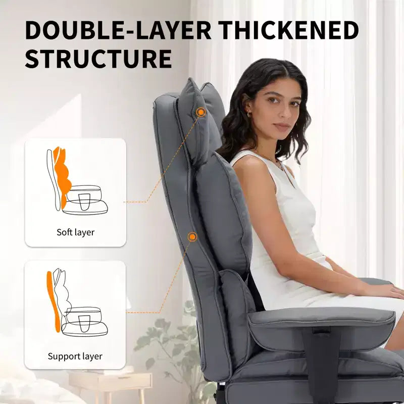 Big and Tall Office Chair with Foot Rest, High Back Gaming Chair, Leather Executive Office Chair, Ergonomic Computer Desk Chair with Lumbar Support