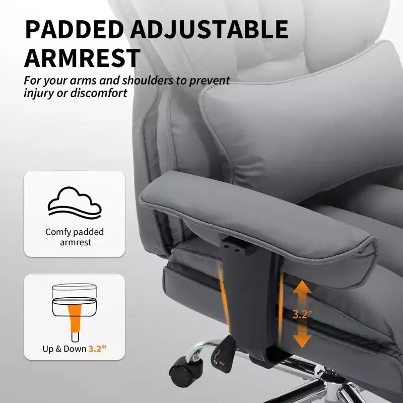 Big and Tall Office Chair with Foot Rest, High Back Gaming Chair, Leather Executive Office Chair, Ergonomic Computer Desk Chair with Lumbar Support