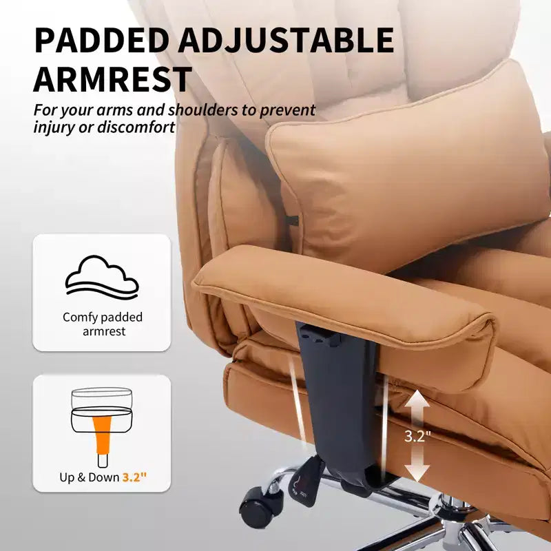 Big and Tall Office Chair with Foot Rest, High Back Gaming Chair, Leather Executive Office Chair, Ergonomic Computer Desk Chair with Lumbar Support