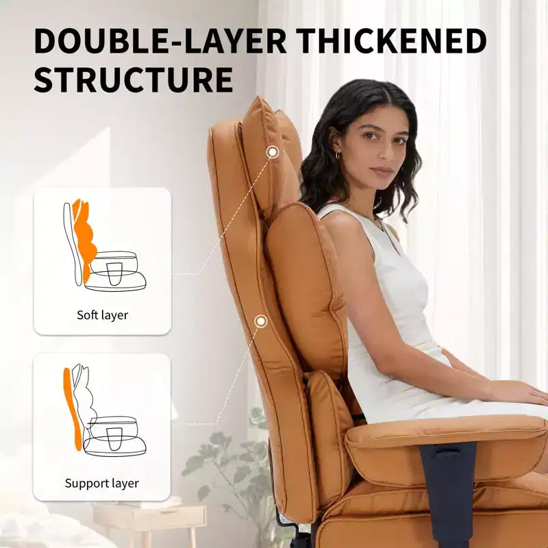 Big and Tall Office Chair with Foot Rest, High Back Gaming Chair, Leather Executive Office Chair, Ergonomic Computer Desk Chair with Lumbar Support