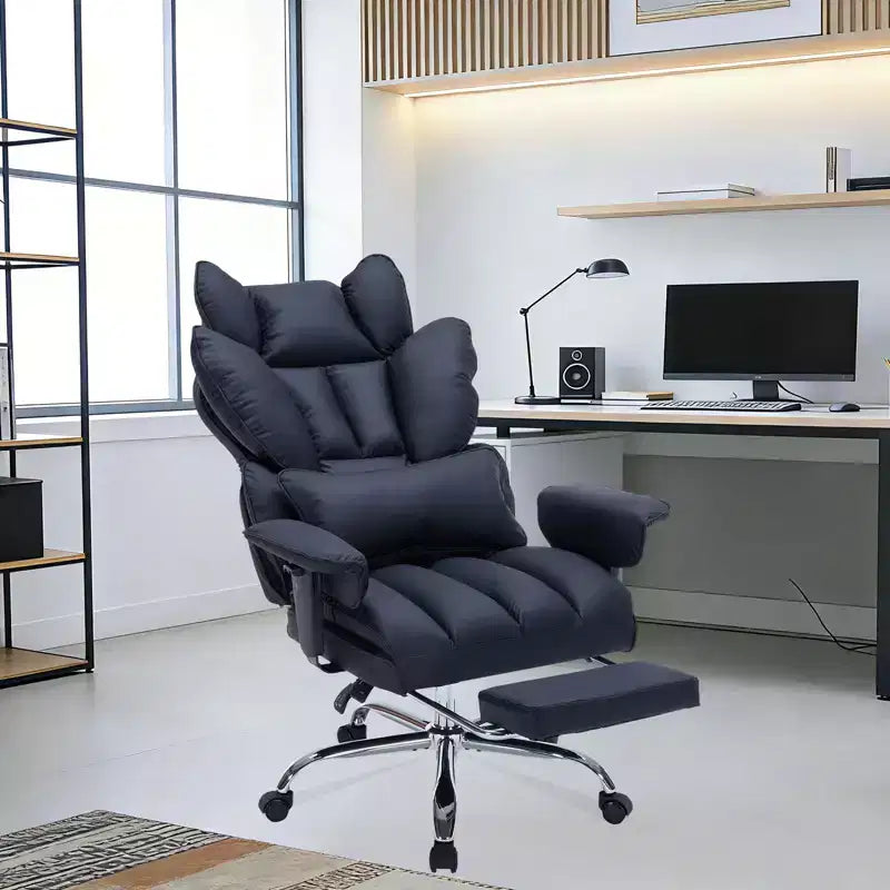 Big and Tall Office Chair with Foot Rest, High Back Gaming Chair, Leather Executive Office Chair, Ergonomic Computer Desk Chair with Lumbar Support