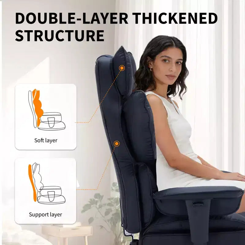 Big and Tall Office Chair with Foot Rest, High Back Gaming Chair, Leather Executive Office Chair, Ergonomic Computer Desk Chair with Lumbar Support