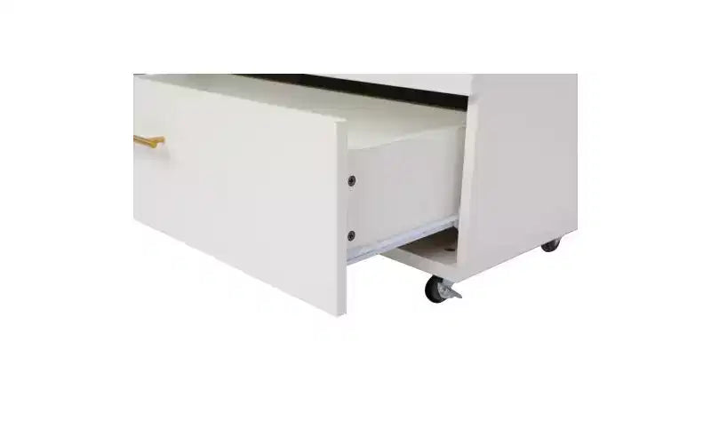 30" Modern 5-Drawer Storage Cabinet with Handles and 4-Way Casters, White, for Bedroom or Living Room