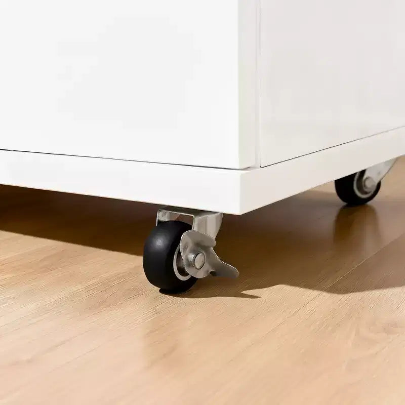 30" Modern 5-Drawer Storage Cabinet with Handles and 4-Way Casters, White, for Bedroom or Living Room