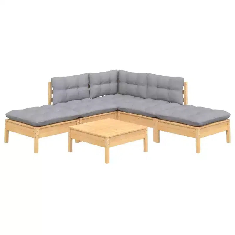 vidaXL Salon de jardin avec coussins - Mobilier moderne en pin