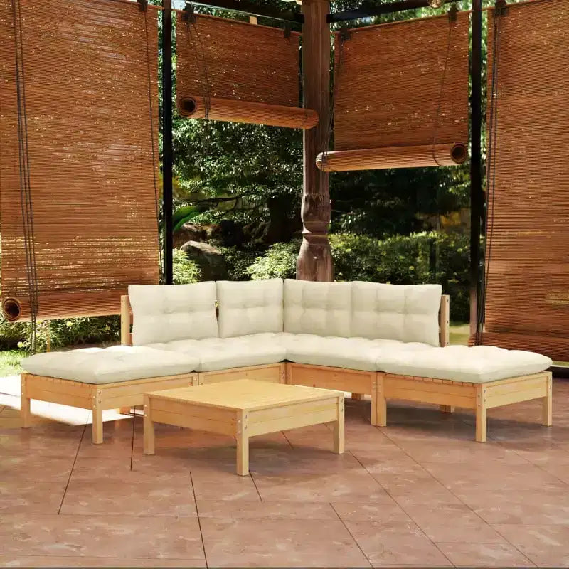 vidaXL Salon de jardin avec coussins - Mobilier moderne en pin