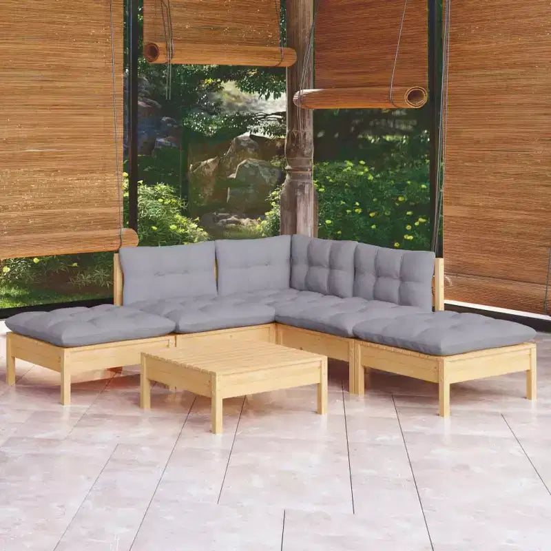 vidaXL Salon de jardin avec coussins - Mobilier moderne en pin