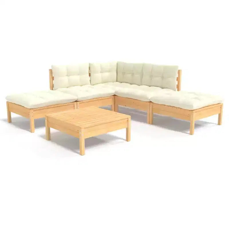 vidaXL Outdoor Lounge Set with Cushions - Modern Pinewood Furniture