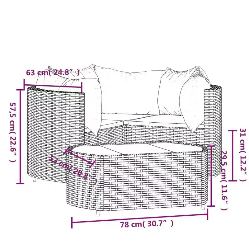 vidaXL Salon de jardin moderne avec coussins en résine tressée
