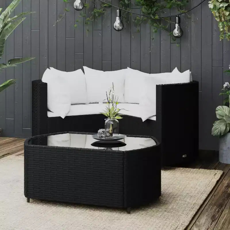 vidaXL Salon de jardin moderne avec coussins en résine tressée