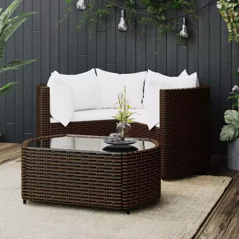 vidaXL Salon de jardin moderne avec coussins en résine tressée
