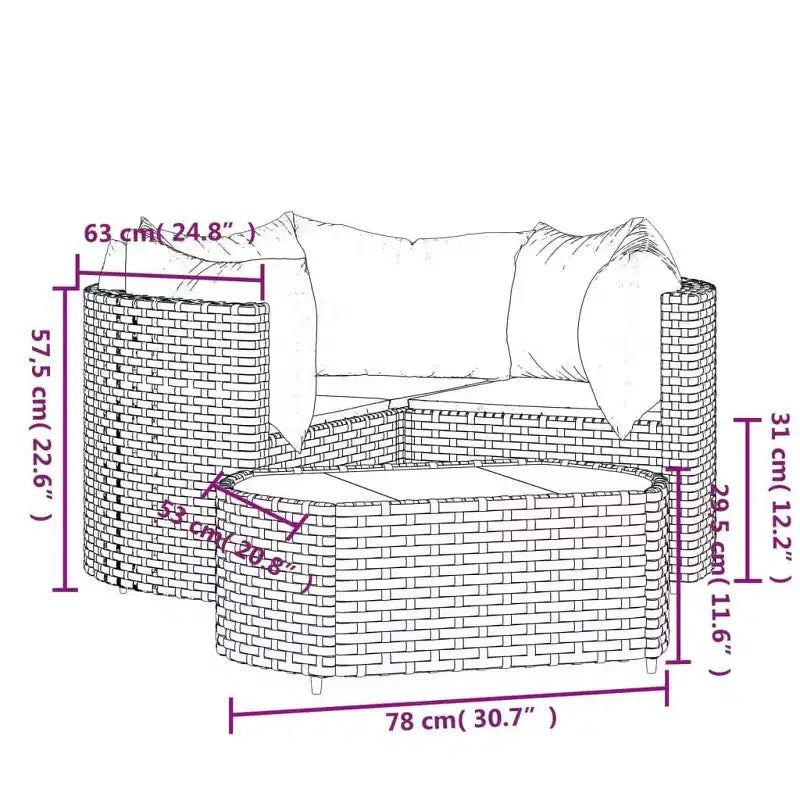 vidaXL Salon de jardin moderne avec coussins en résine tressée