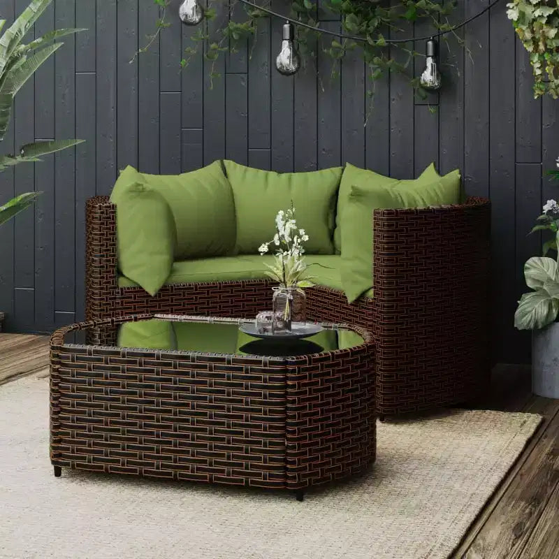 vidaXL Salon de jardin moderne avec coussins en résine tressée