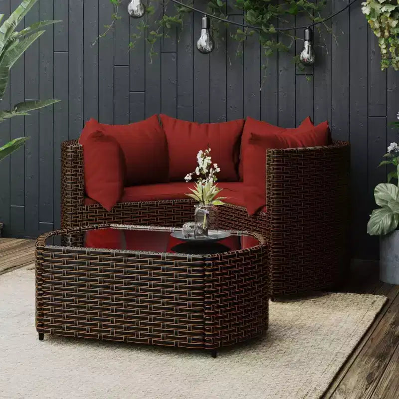 vidaXL Salon de jardin moderne avec coussins en résine tressée