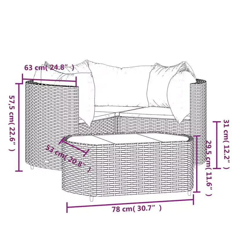 vidaXL Salon de jardin moderne avec coussins en résine tressée