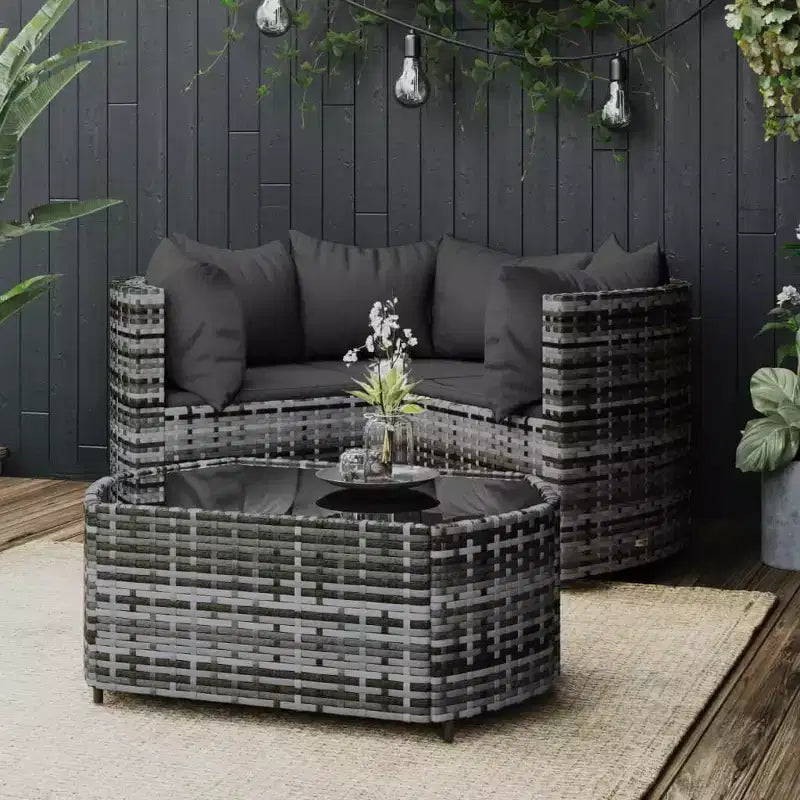 vidaXL Salon de jardin moderne avec coussins en résine tressée